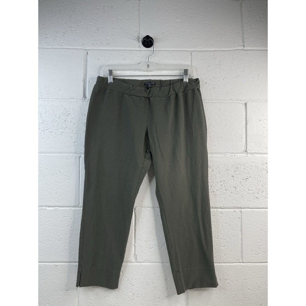 Eileen Fisher Women's Washable Stretch Crepe Olive Pants Size PL/PG